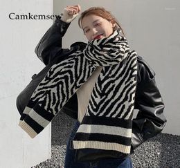 Winter Imitation Cashmere Scarves Women Retro Zebra Stripe Jacquard Knitted Long Scarf Korean Thicken Warm Soft Shawls2455913