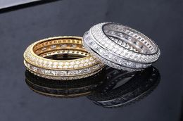 Iced Out 5 Row CZ 360 Eternity Rings Bling Micro Pave Cubic Zirconia 18K Gold Plating Top Quality Simulated Diamonds Mens Hip hop 5475296