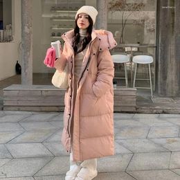 Women's Trench Coats 2024 Women Down Cotton Coat Winter Jacket Female Mid Length Version Parkas Loose Thick Warm Outwear Hooded Slim Fit