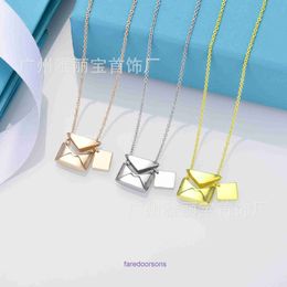 Tifannissm necklace chain heart necklaces Jewellery pendants High Edition T Family Postman Envelope Necklace Female Plating 18K Rose Gold Have Original Box