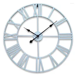 Wall Clocks Garden Clock 60cm European Style White Fashion Wrought Iron Roman Atmospheric Living Room Decorative Mute