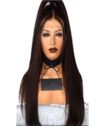 Natural Brown Long Silky Straight Full Lace Wigs with Baby Hair Heat Resistant Glueless Synthetic Lace Front Wigs for Black Women2758314