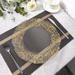 Plates 2024 13 Inch Clear Party Plastic Gold Rim Charger Table Dinner Round For Wedding