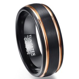 Party Ring Exquisite Rose Gold Side Men Rings Real Tungsten Carbide Wedding Bands Anillos para hombres Male Ring218H