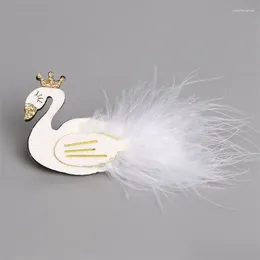 Hair Accessories 3D Crown Swan Clip Fashionable Sparkling Feather Clips Children Barrettes