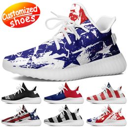 Customized shoes running shoes star lovers diy shoes Retro casual shoes men women shoes outdoor sneaker the Stars and the Stripes white black big size eur 35-48