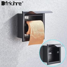 Matte Black Toilet Paper Holder Stainless Steel Wall Mounted Chrome Bathroom Roll Tissue Rack With Cover 240102