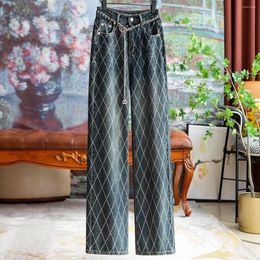 Women's Pants Fashion High-waisted Non-elastic Narrow Straight Jeans Female 2024 Early Spring Tide High Street Personality Design