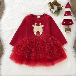 Girl Dresses Girls Christmas Autumn Winter 2024 Children Party Dress For Baby Long Sleeve Clothes Kids Costume 1 To 6 Years Toddler