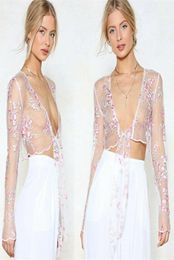 Womens Floral Mesh Sheer Embroidered Seethrough Crop Tops T Shirt Blouse Bikini Cover Up Nightgown Sarongs4582859