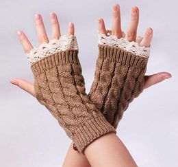 Whole Selling Women Fingerless Lace Gloves Soft Knitted Warm Long Mitten Wrist Warmer Winter Gift9505495