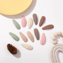 Hair Accessories 2PCS Set Autumn Winter Wool Knitted Color Striped Oval Snap Clips For Girl Children Cute Kawaii Fairy Hairpin Fashion Party