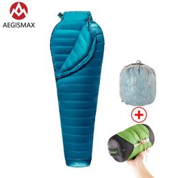 AEGISMAX M2 upgrade Ultralight Mummy 95%White Goose Down Sleeping Bag Outdoor Camping Hiking Fully lining structure 240102