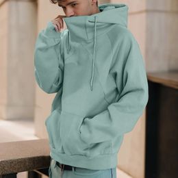 Autumn Hoodie Turtleneck Winter Men Hip Hop Youth Windbreaker Japanese Streetwear Korean Trend Clothing 240102