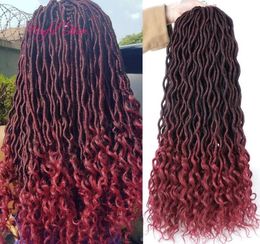 18inch Crochet Goddess Locs synthetic Hair Extensions Faux Locs Curly Crochet Braids Ombre Kanekalon Braiding Hair Bohemian locks 6833842