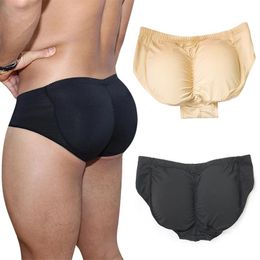 Underpants Shapewear Men Body Shapers Hip Lifter Builder Fake Ass Black Padded Panties Elastic Underwear Male Plus Size S6xl