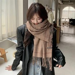 Scarves Thick Warm Winter Scarf Women Soft All-Match Shawl Fashion Colour Match Grid Tassel Foulard Blanket Wrap Neckerchief Kpop