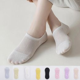 Women Socks Summer Boat Antibacterial And Deodorising Mesh Breathable Sweat Absorbent Solid Colour