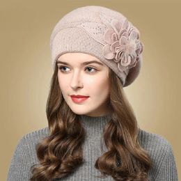 Autumn and Winter Korean Edition Fashion Versatile Rabbit Hair Knitted Wool Hat for Women Thickened and Plushed Warm Ear Protect 240103