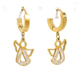 Dangle Earrings CHARMOMENT Geometry Zircon Luxury Stainless Steel Jewelry Hoop For Women Hanging In Vintage Punk Fashion