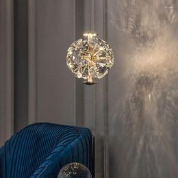 Pendant Lamps K9 Small Crystal Chandelier Bedroom Bedside Lamp Warm Atmosphere Pendent Light Luxury Wall Corridor Ceiling
