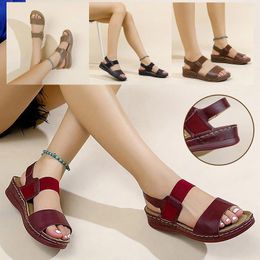 Sandals Casual Side Hollow Belt Buckle Flat Bottom Roman Shoes Women'S Summer Women Size 12 For Rose