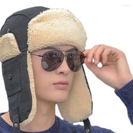 Berets Winter Hat Keep Warm Unisex Trapper Trooper Earflap Russian Windproof Ski Fur Bomber Faux Fashionable Hats Mask Cap