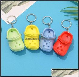 Keychains Fashion Accessories 20Pcs Mixed Colours 3D Mini 7.5Cm Eva Beach Hole Little Shoe Keychain Bag Keyring Car Handbag Key Chain7927155
