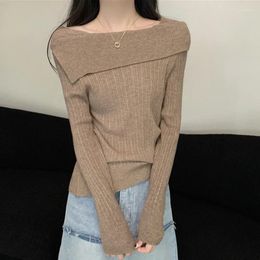 Women's Sweaters Sexy Slash Neck Women Sweater Autumn Winter Off Shoulder Pullover Womens Clothing Long Sleeve Knitted Tops Pull Femme