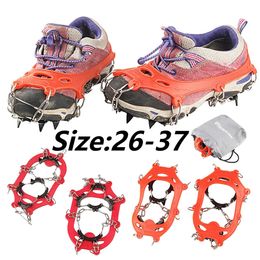 11Teeth Climbing Crampons for Outdoor Winter Walk Ice Fishing Snow Shoes Antiskid Shoes Manganese Steel Shoe Covers for Children 240102