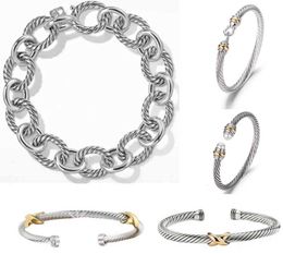 2024diamond bracelet dy bracelets luxury Jewellery woman men silver gold Pearl head stone X shaped Cuff Bracelet fashion jewelrys designers party wedding