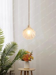 Pendant Lamps Bedroom Bedside Chandelier Retro Crystal Small Droplight Feather Single Head Suspension Wire Hallway Aisle Light