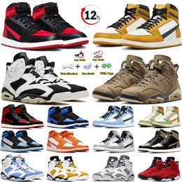 AAA+ 1 6 High OG 1s 6s Mens Basketball Shoes Celadon Satin Bred Patent Denim University Blue Yellow Ochre Toro Bravo Cool Grey Men Women Trainers Sports