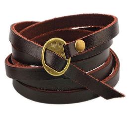 Statement Multilayer Genuine Leather Wrap Bracelet Mens Women Wish Friendship Vintage Bracelets Bangles Men Jewellery pulseras h9503500
