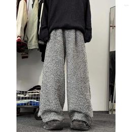 Pantaloni da uomo invernali in lana da uomo caldi moda retrò dritti oversize streetwear pantaloni larghi da uomo a gamba larga M-2XL