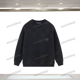 2024 Designers Sweaters luxury Mens Womens lattice jacquard letter Leather label Paris Fashion Top Quality Tees Street long Sleeve luxurys gray black S-XXL