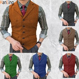 Jackets Men's Suit Vest Herringbone Pattern Wedding Groom Waistcoat Steampunk Style SXXXL