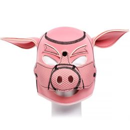 Items Massage New Party Pig Masks Play Pink Pig Hood Mask BDSM Bondage Soft Padded Neoprene Pig Slave Role Play Sex Toy For Couples Men