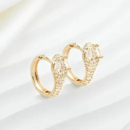 Hoop Earrings Serpentine Design Encrusted Zircon 18K Gold Plated Ladies Party Wedding Jewelry Exquisite Fashion Gift