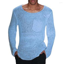 Men's Sweaters 2024 Spring Casual Knitted Tees Fashion Solid Long Sleeve Pullover Men Clothing Oversize O-Neck Shirts