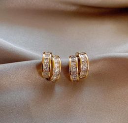 Stud Korean Fashion Jewelry Exquisite Zircon14K Real Gold Earrings Simple Temperament Luxury Women39s Prom Party EarringsStud S5722079