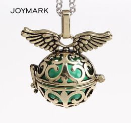 12pcslot 5 Colours Openable Angel Wing Hollow Chime Box Cage Musical Sound Ball Pendant Pregnancy Necklaces For Mother HCPN173567828