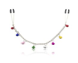 Fetish Metal Nipple Clamps with 8 Colorful Bells Long Chain Tweezers Erotic Adult Game Breast Clips for Couples Flirting Toys4828575