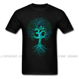 Men Tshirt Om Tree Of Life T Shirt Black T-shirt Europe Tops Tees Cotton Fabric Slim Fit Thanksgiving Day Clothes Birthday Gift 240102