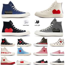 Top New High Top Vintage Commes Des Garcons X 1970s Canvas Shoes Designer Womens Mens All Star Classic 70 Chucks Taylors Low Multi-Heart Flat Trainers Sports Sneakers