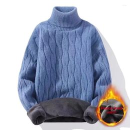 Men's Sweaters 2024 Winter Turtleneck Sweater Men Thicken Fleece Liner Warm Knitted Pullovers Thermal Velvet Sweter