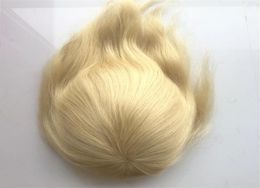 Blonde Men Toupee Full Skin Pu Toupee For Women Brazilian Virgin Human Hair Toupee 613 Straight Men Hairpiece Replacement System8936161