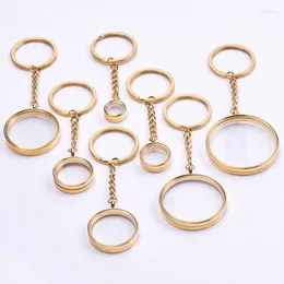 Keychains 1Pc Inner Size 10-40mm Gold Colour Round Locket Coin Holder Pendant Women Keychain Diy Stainless Steel Relicario Keyring Jewellery