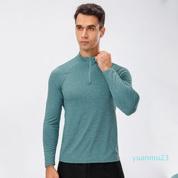 Outfit LL Men Long Sleeve Standup collar Polo Shirt Men High Elasticity Tights Running Fitness Training Quick Dry Gym Clothing Spring Au