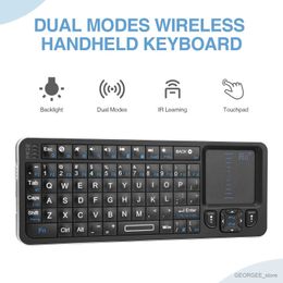 Cell Phone Keyboards Rii Mini Bluetooth KeyboardBacklit 2.4GHz Wireless Keyboard with Learning Touchpad Android TV Box Mac Laptop Windows